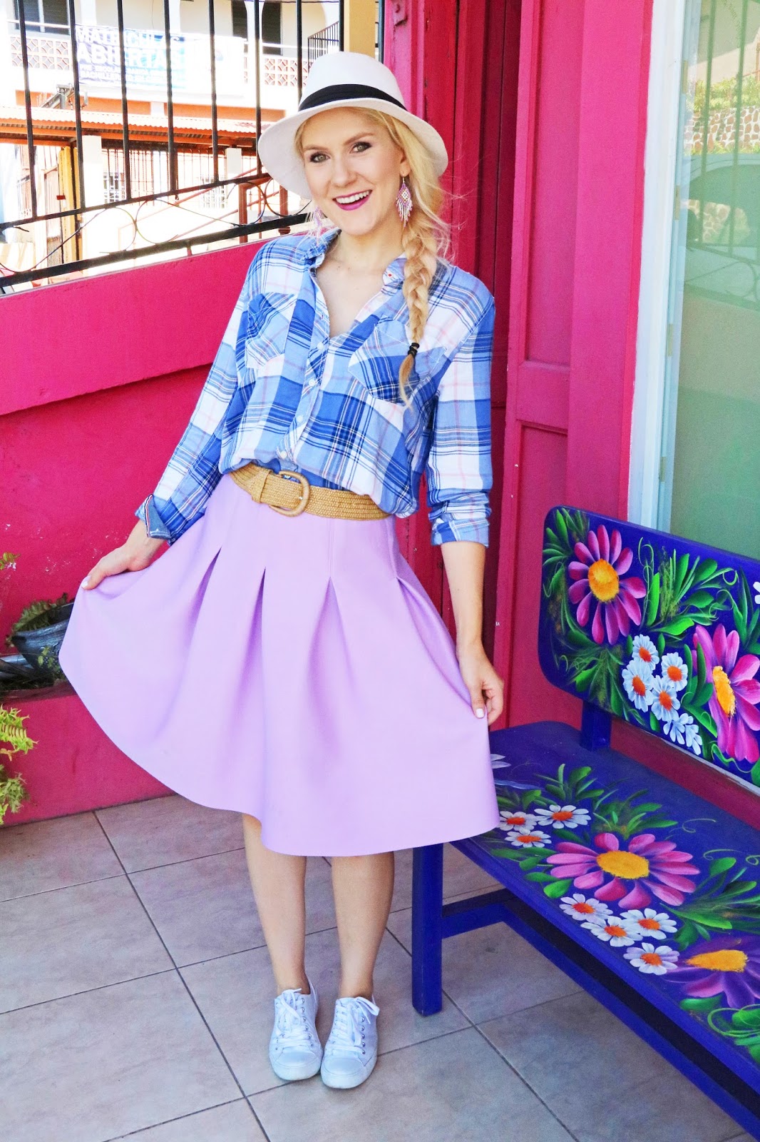 Cute purple skirt outfit