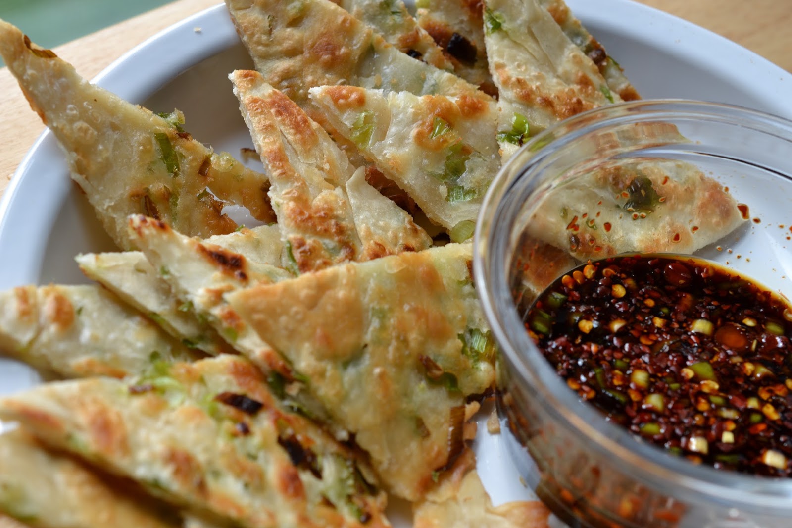 Greedy Girl Scallion Pancakes with Spicy Soy Sauce