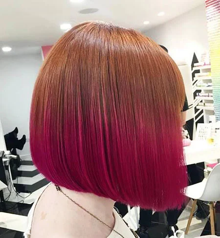 short hair ombre red
