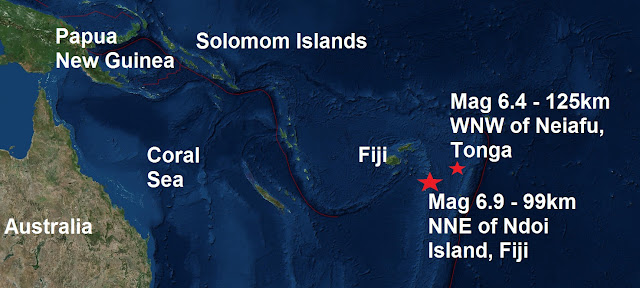 Two major quakes strike the South Pacific last night within 250km's of each other and only 20 minute Untitled