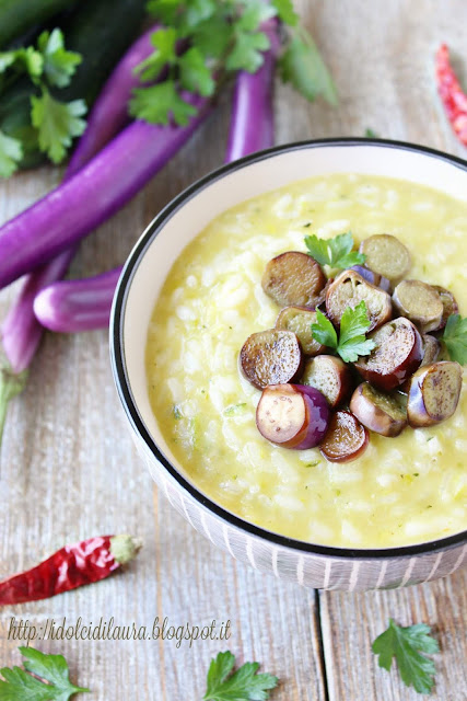 Risotto con zucchine e melanzane