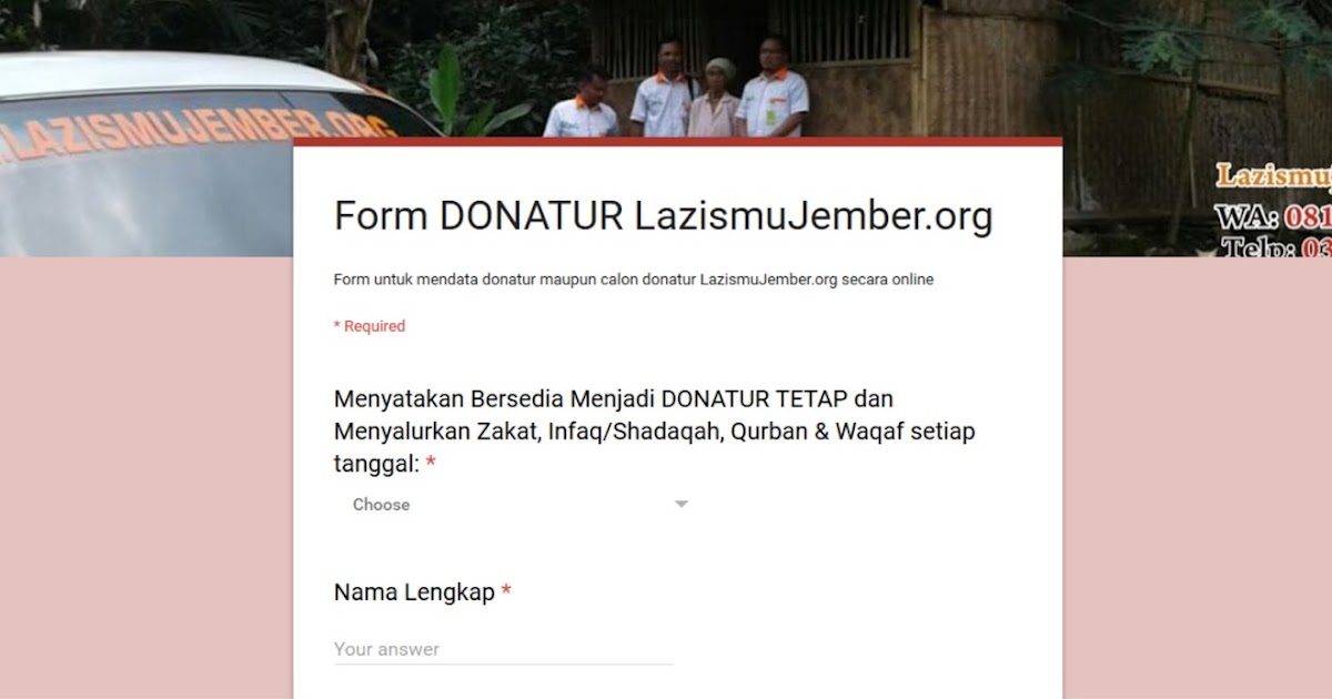 Formulir Online Donatur Calon Donatur Lazismu Jember