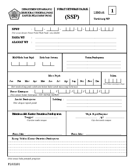 Contoh Formulir Surat Setoran Pajak Ssp - Pajak Bumi Dan 
