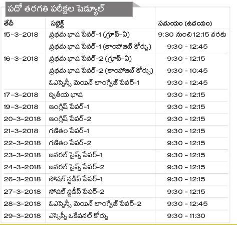 time schedule table