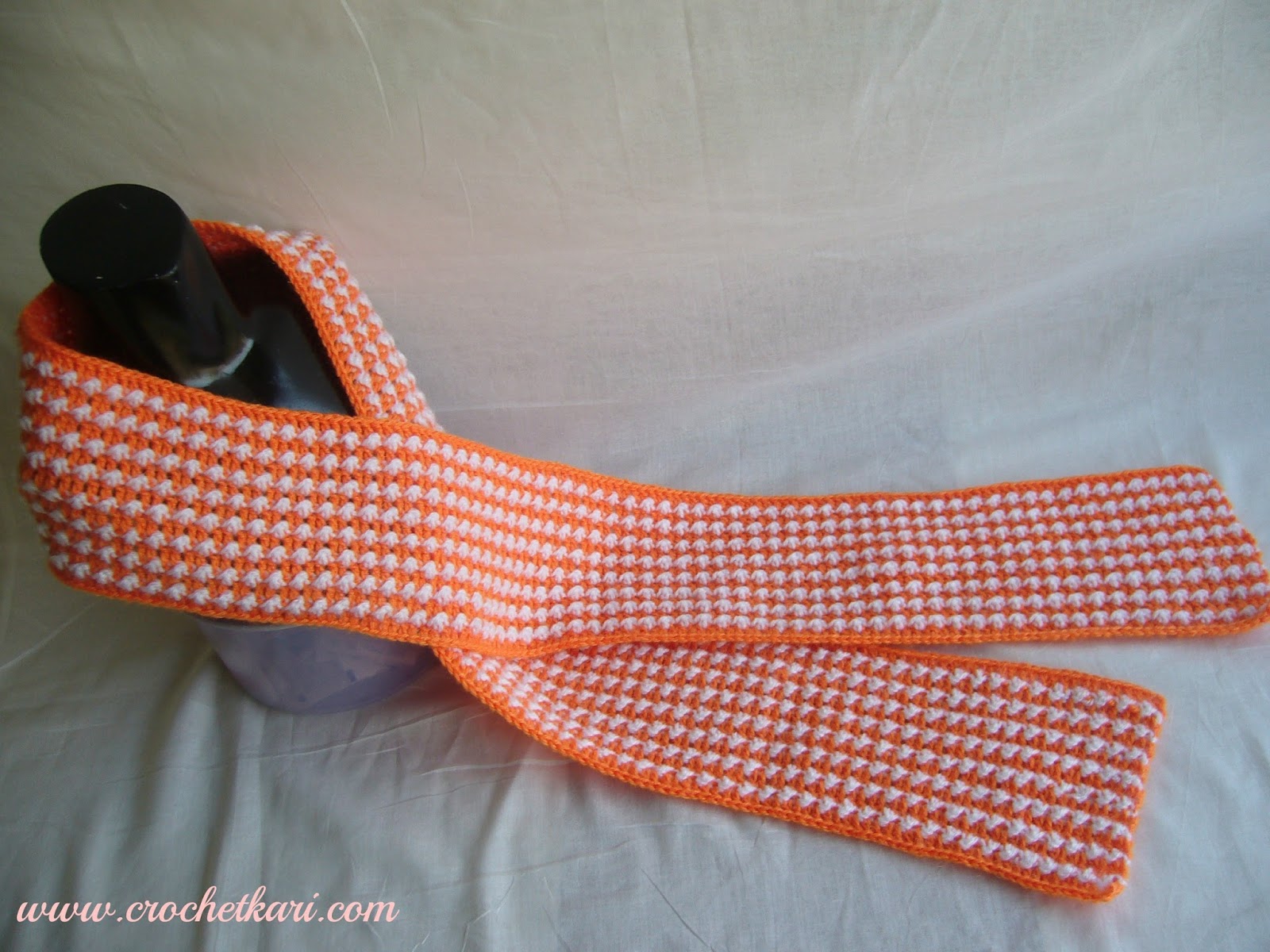 crochetkari orange white scarf