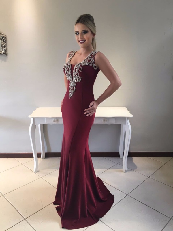 vestidos de festa longo cor bordo