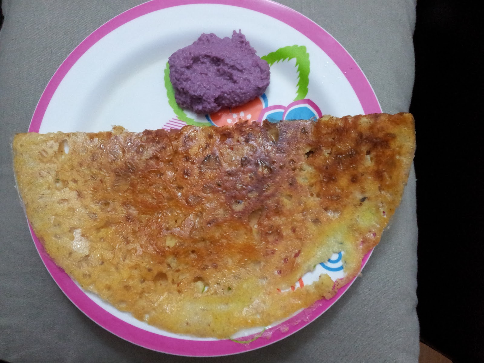 Yuvika's Kitchen Corn meal dosa and cabbage chutney