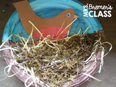 Spring birds in nests art lesson for Kindergarten and First Grade