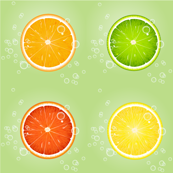 Rodajas de naranja lima y limón - Vector