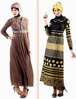 Desain baju muslim gamis brokat dengan warna menarik