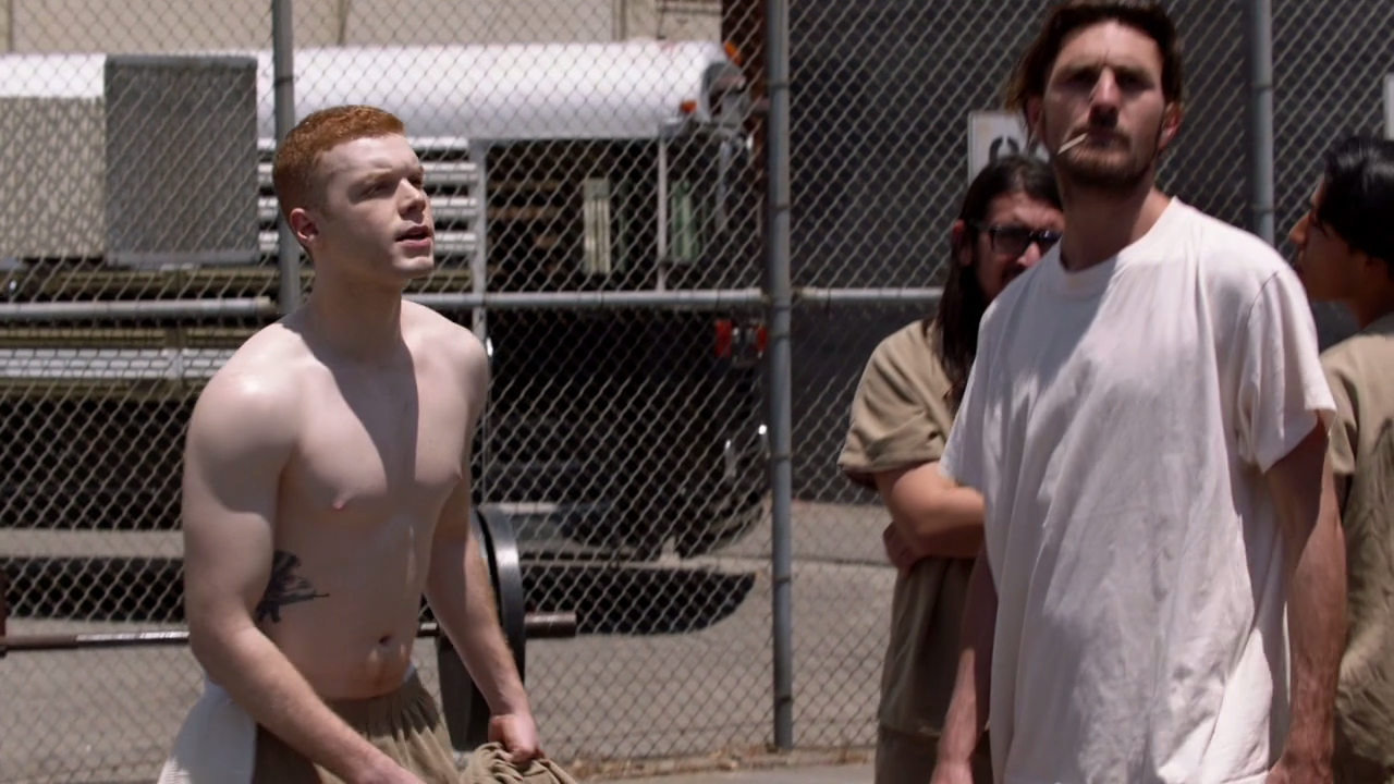 Steve Howey, Cameron Monaghan & William H. Macy on Shameless (2018) .