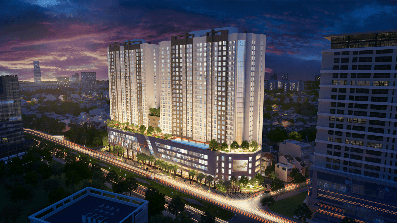 Phối cảnh dự án chung cư The Golden Plam buổi tối Phối cảnh dự án chung cư The Golden Plam buổi tối