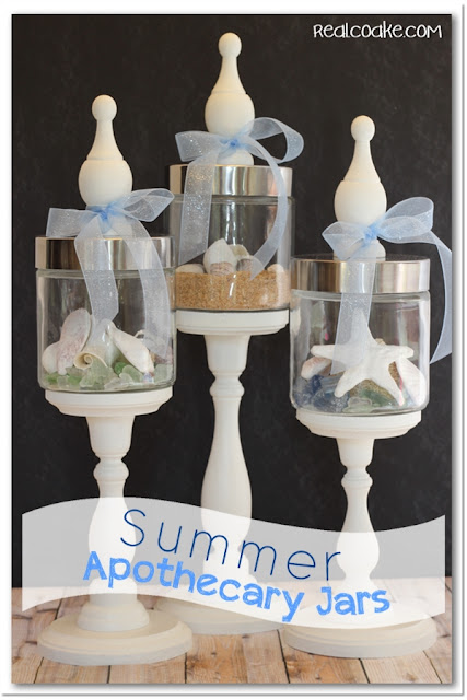 Perfect summer decorating idea using cute Apothecary Jars #summer #decorating #ApothecaryJars