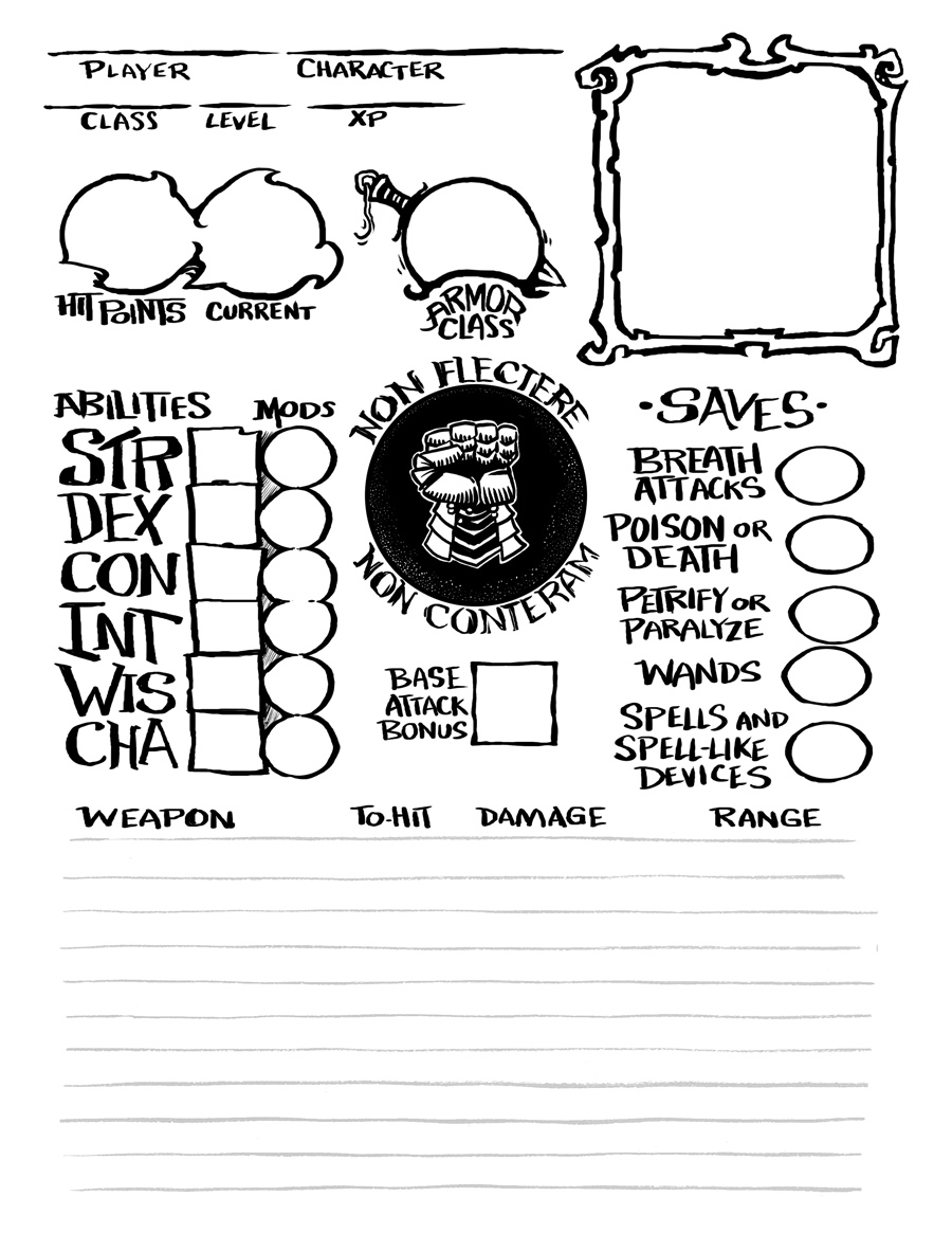 Doomslakers! Labyrinth Lord Character Sheet Iron Company