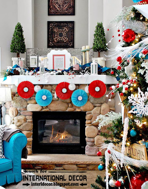 Christmas decorating ideas for fireplace 2015, Christmas fireplace mantel decor 2015