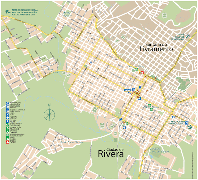 Mapa de Santana do Livramento e Rivera