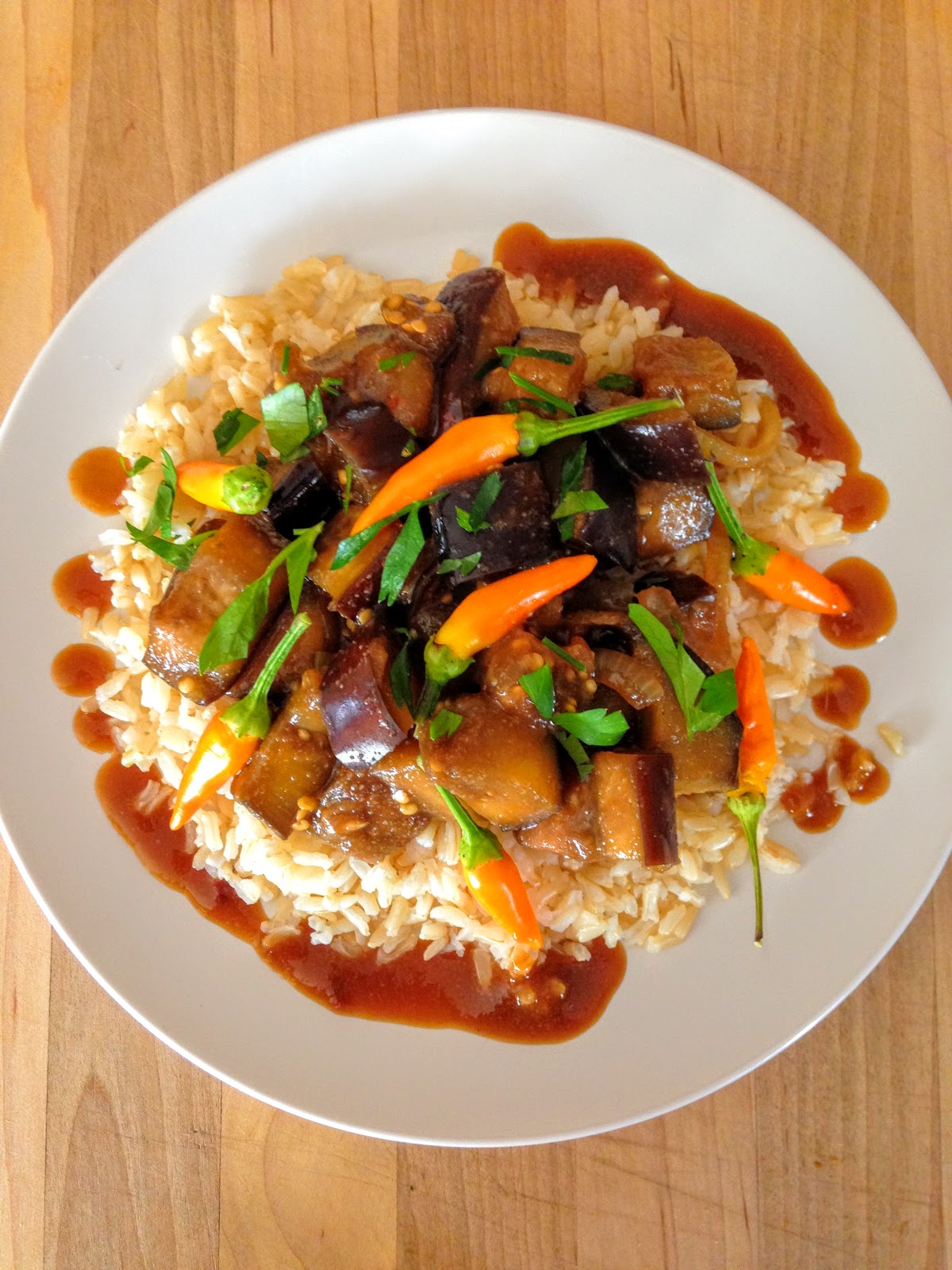 The Recovery Kitchen Eggplant with Garlic Sauce