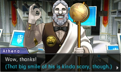 Professor Means big smile Professor Means scary big smile Phoenix Wright Ace Attorney Dual Destinies