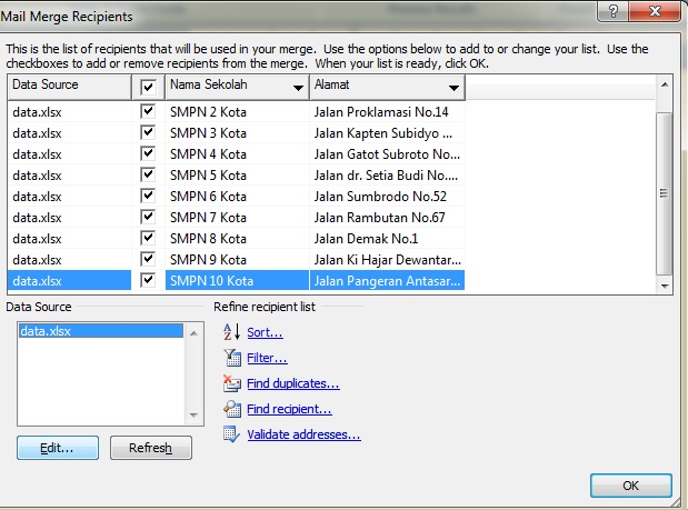 data merge word and excel
