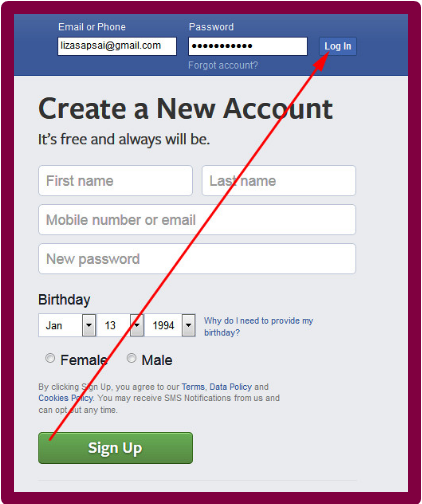 Facebook Welcome Login Sign Up 2019 - Original FB