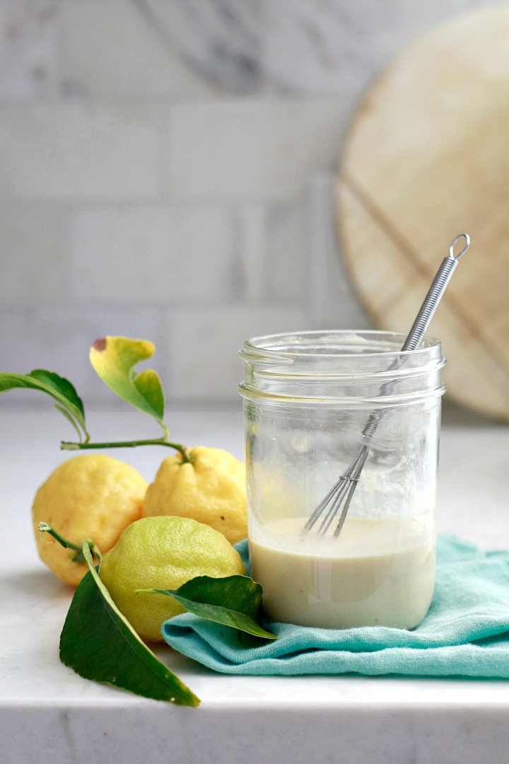 lemon tahini salad dressing recipe This delicious and easy vegan lemon tahini dressing is oil-free and perfect on salads. It's made with just a few simple ingredients like apple cider vinegar, tahini, maple, and lemon.
