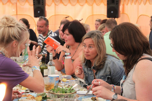  Jo Whiley and friends enjoying supper.