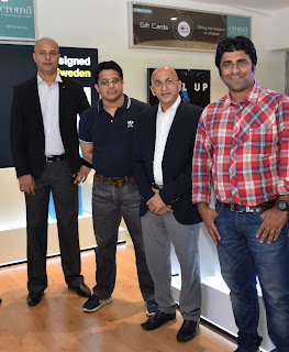 (From left to right) - Mr. Arvind Chabra, Country Head, Blueair, Mr. Ritesh Ghosal, CMO, Croma, Mr. Girish Bapat, Blueair Director West & South Asia Region, Mr. Farid Sarang, Bu (From left to right) - Mr. Arvind Chabra, Country Head, Blueair, Mr. Ritesh Ghosal, CMO, Croma, Mr. Girish Bapat, Blueair Director West & South Asia Region, Mr. Farid Sarang, Bu