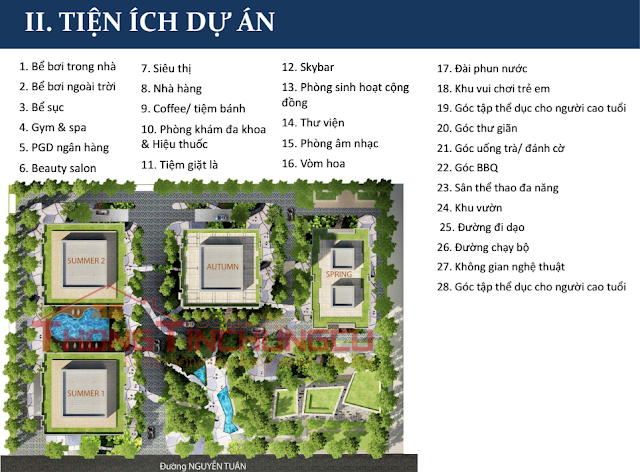 Danh mục tiện ích khu vực chung dự án GoldSeason - Công Viên Buốn Mùa