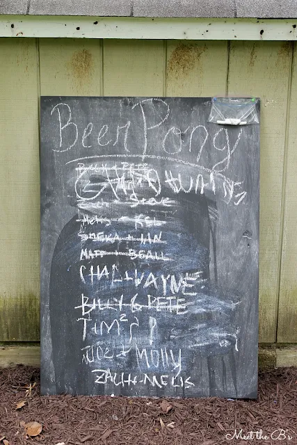 Chalkboard beer pong tournament sign