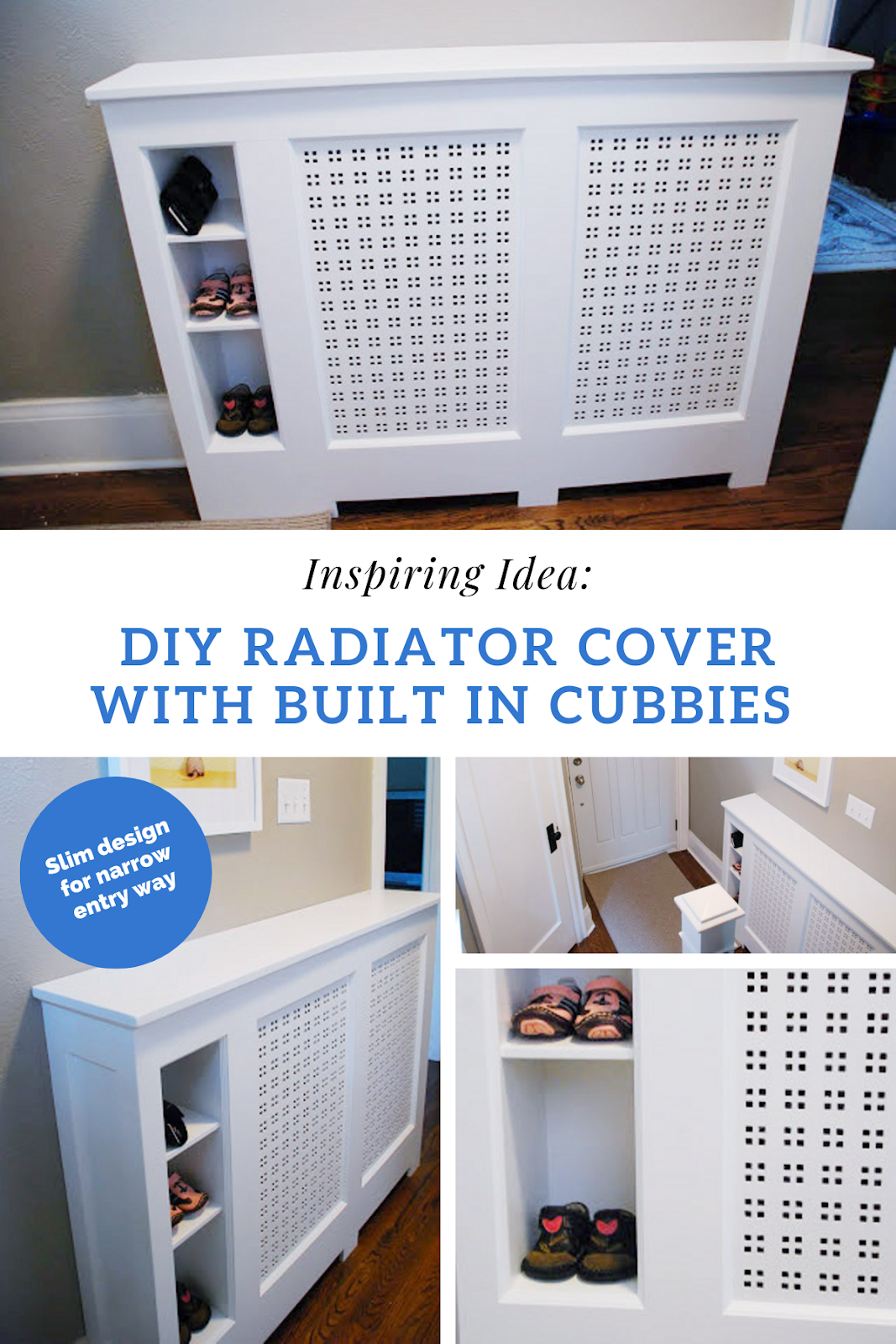 DIY Radiator Cover with storage cubbies, homemade radiator cover, easy diy radiator cover idea