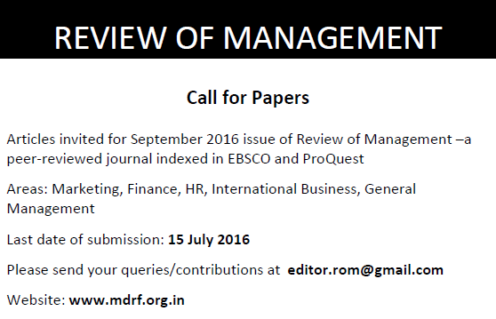 call for research paper in management