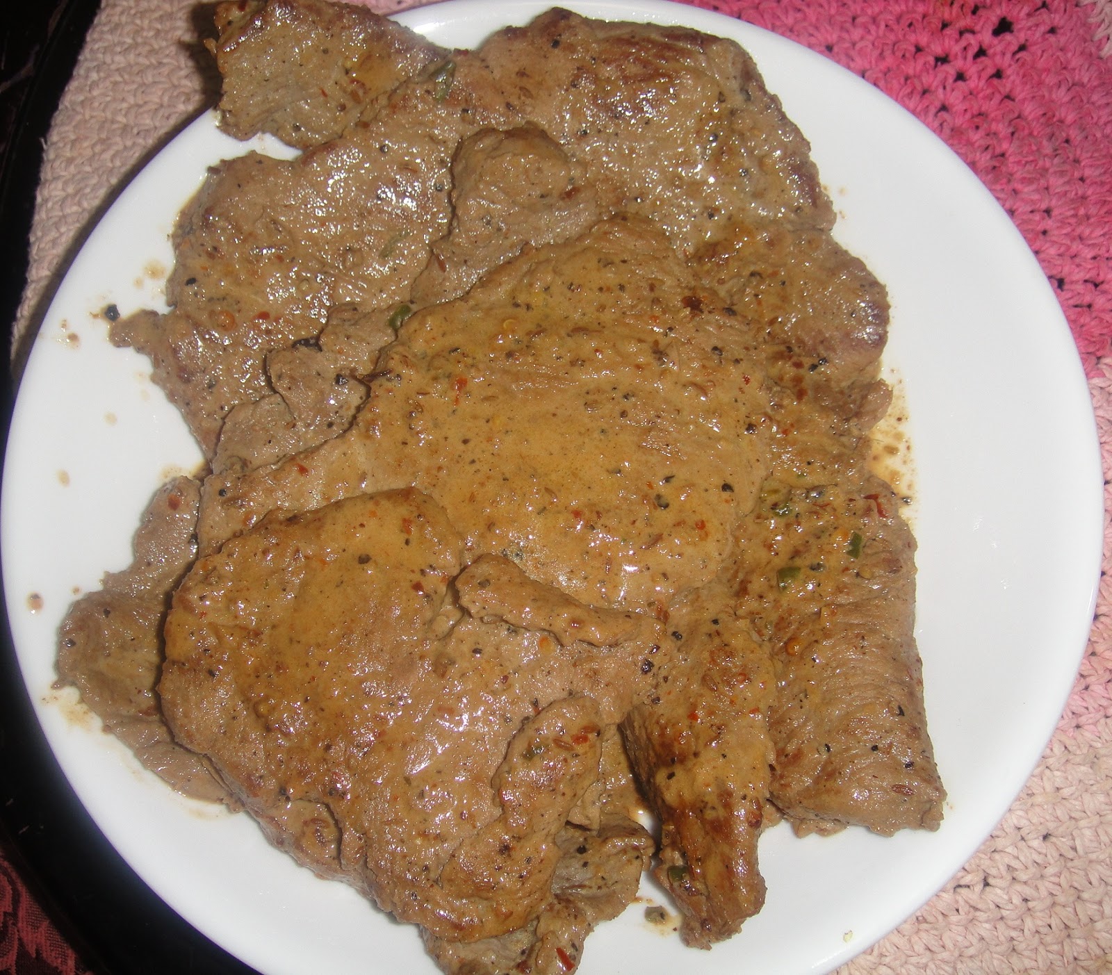 Thin Beef steaks in coconut sauce