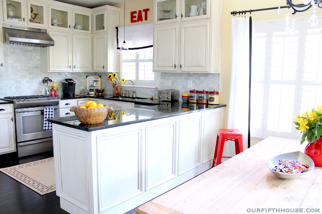 distressed white kitchen cabinets