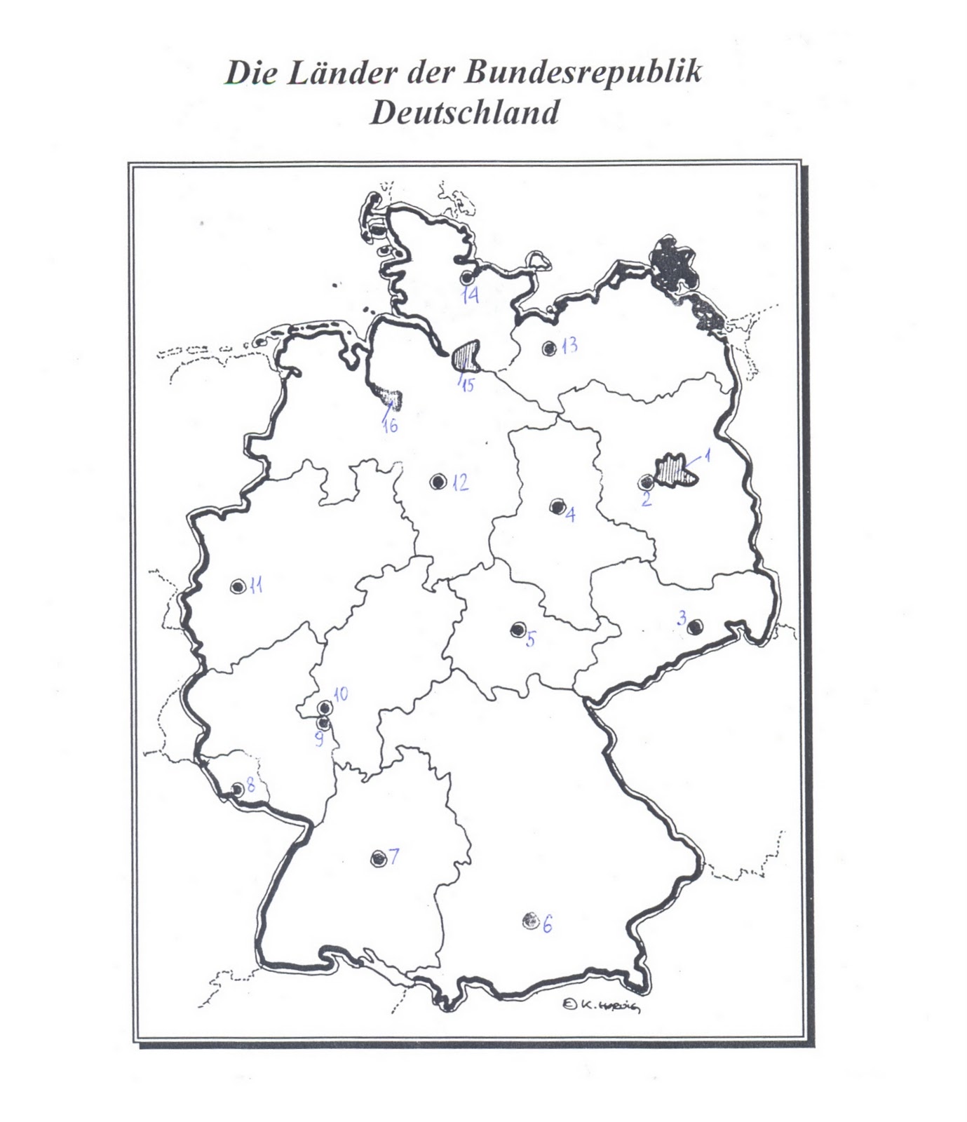 Map of Germany Devided To 13 Federal States and 3 City-states Berlin, Bremen a