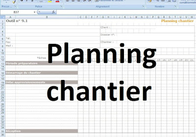 exemple planning chantier travaux en Excel
