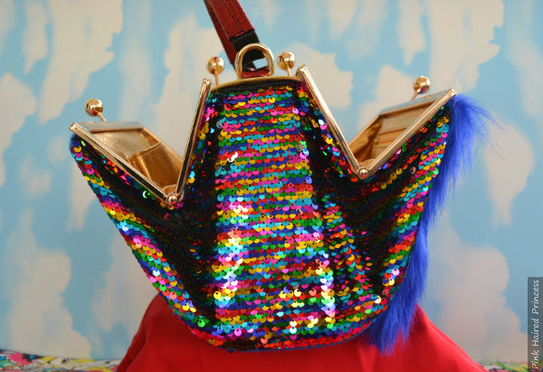 Irregular Choice Muppets Daredevil bag side open side view of size of handbag when fully opened