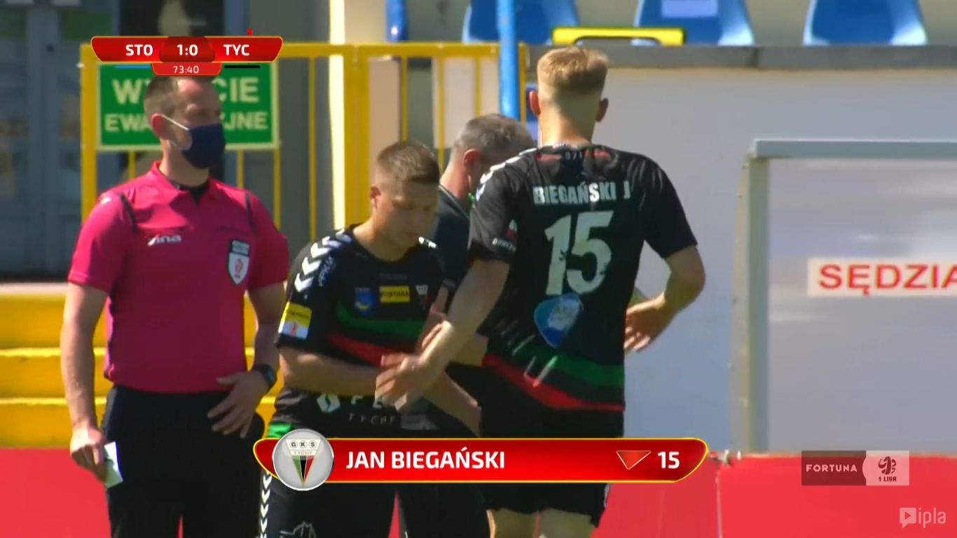 33. kolejka: Stomil Olsztyn - GKS Tychy 2:1<br><br>fot. Polsat Sport / IPLA
