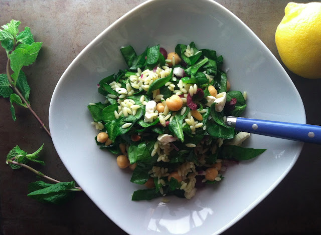 Orzo, Spinach and Feta Salad