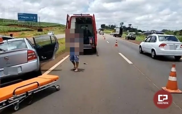 Pneu de moto estoura e grave acidente acontece entre Campo Mourão e Peabiru na PR-158