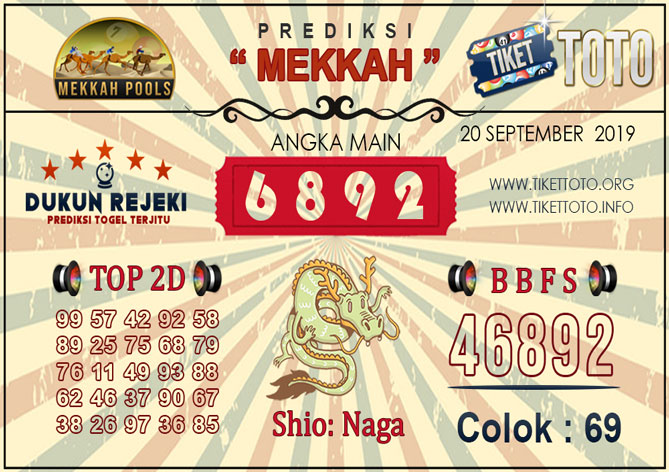 Prediksi Togel MEKKAH TIKETTOTO 20 SEPTEMBER 2019