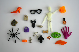 Black Cat orange purple I spy trinkets collection TomToy, halloween, spooky