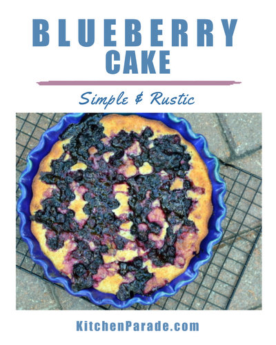 Blueberry Cake ♥ KitchenParade.com, jammy blueberries baked into a simple, rustic cake. No mixer required!