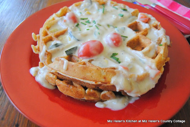 Garden Waffle with Italian Cheese Sauce at Miz Helen's Country Cottage