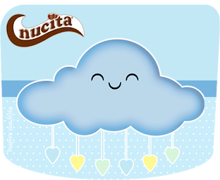 Lluvia de Bendiciones en Amarillo y Celeste: Invitaciones y Etiquetas para Candy Bar para Imprimir Gratis. Etiqueta Nucita de Lluvia de Bendiciones en Amarillo y Celeste para imprimir gratis.