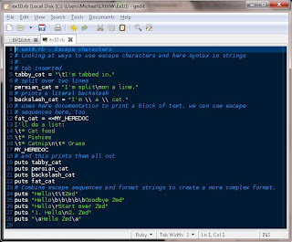 TESTHEAD: Exercise 10: What Was That? Learn Ruby the Hard Way: Practicum