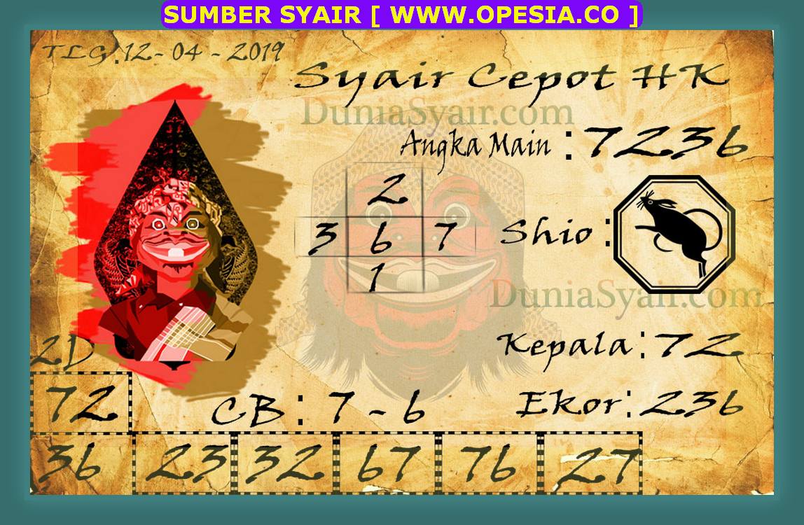 Kode syair hk Jumat 12 April 2019 GOsyair SEDIA KODE