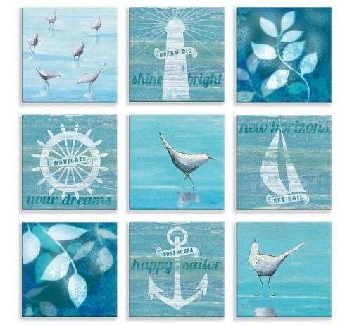 Ocean Blue 9 Piece Coastal Wall Art Set