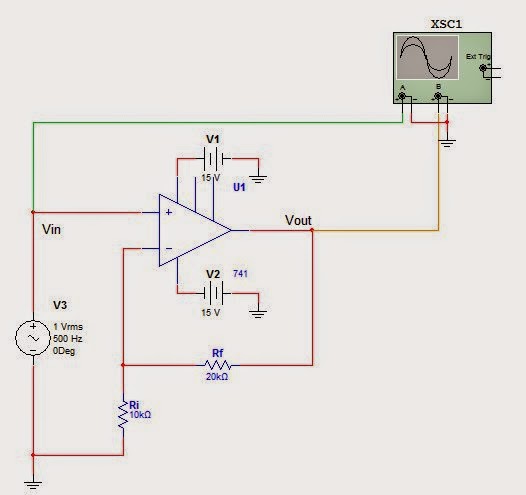 Non inverting amplifier using op-amp
