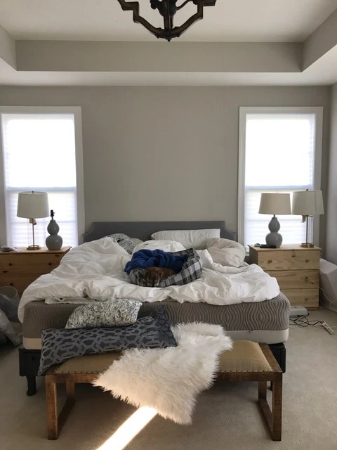 two windows on either side of bed