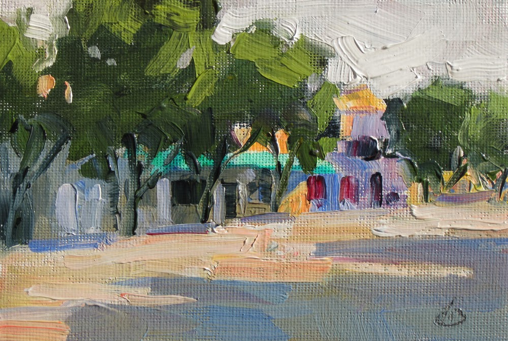 TOM BROWN FINE ART URBAN STREET SCENE, 6x4 PLEIN AIR PAINTING by TOM BROWN